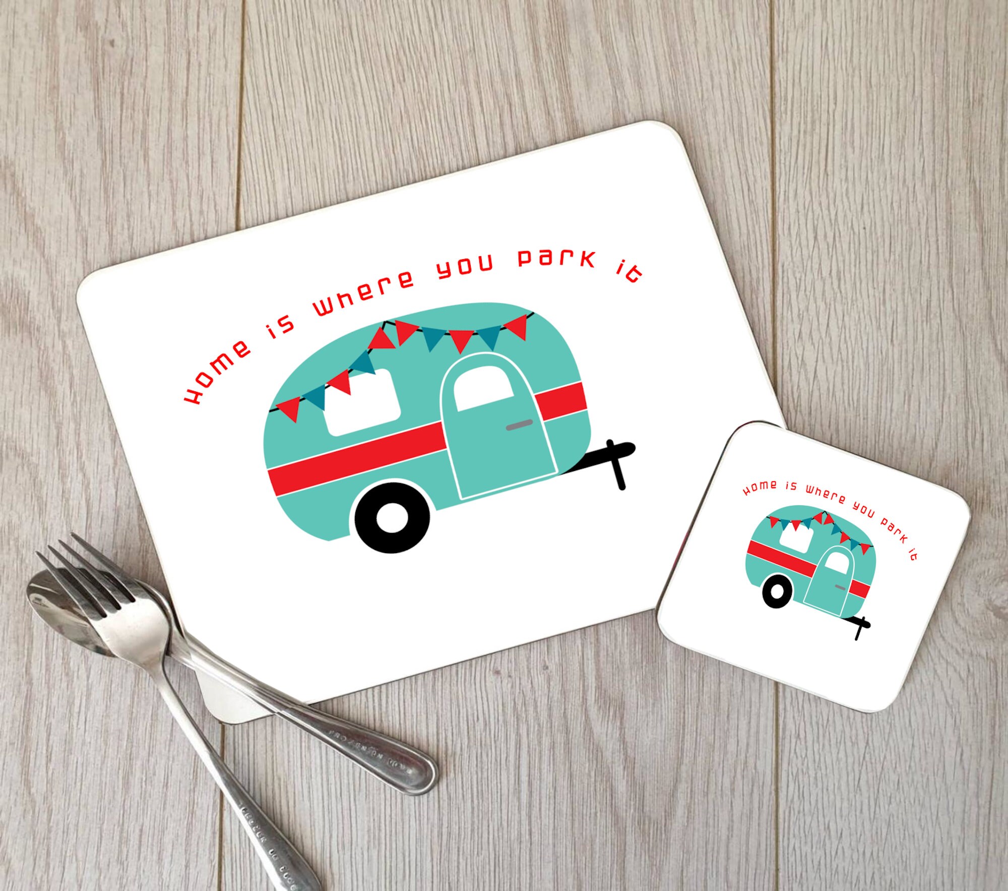 Caravan Hardboard Placemat and Coaster Set Caravan Table Etsy UK