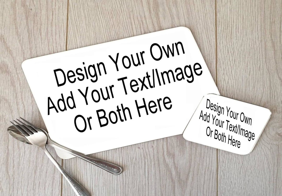 Custom Designed Hardboard Placemat and Coaster Set, Custom Table