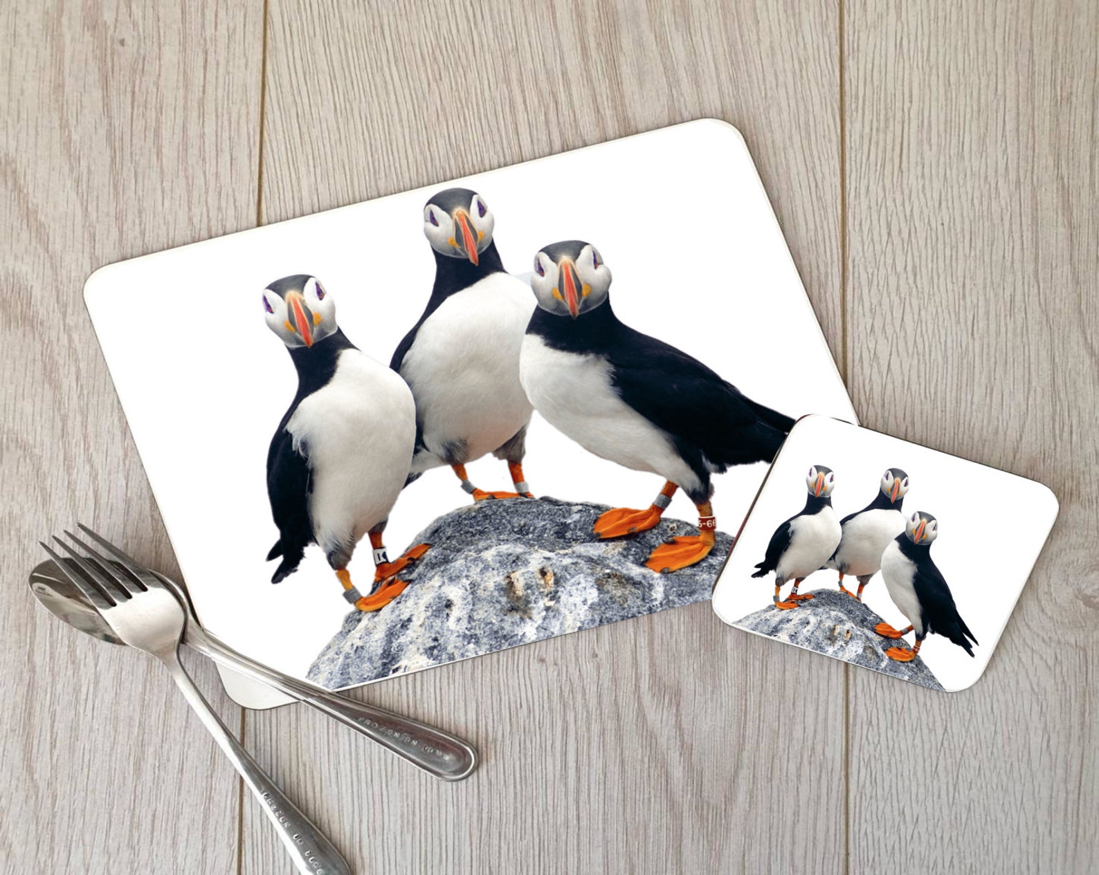 Puffin Hardboard Placemat and Coaster Set Puffin Table Etsy UK