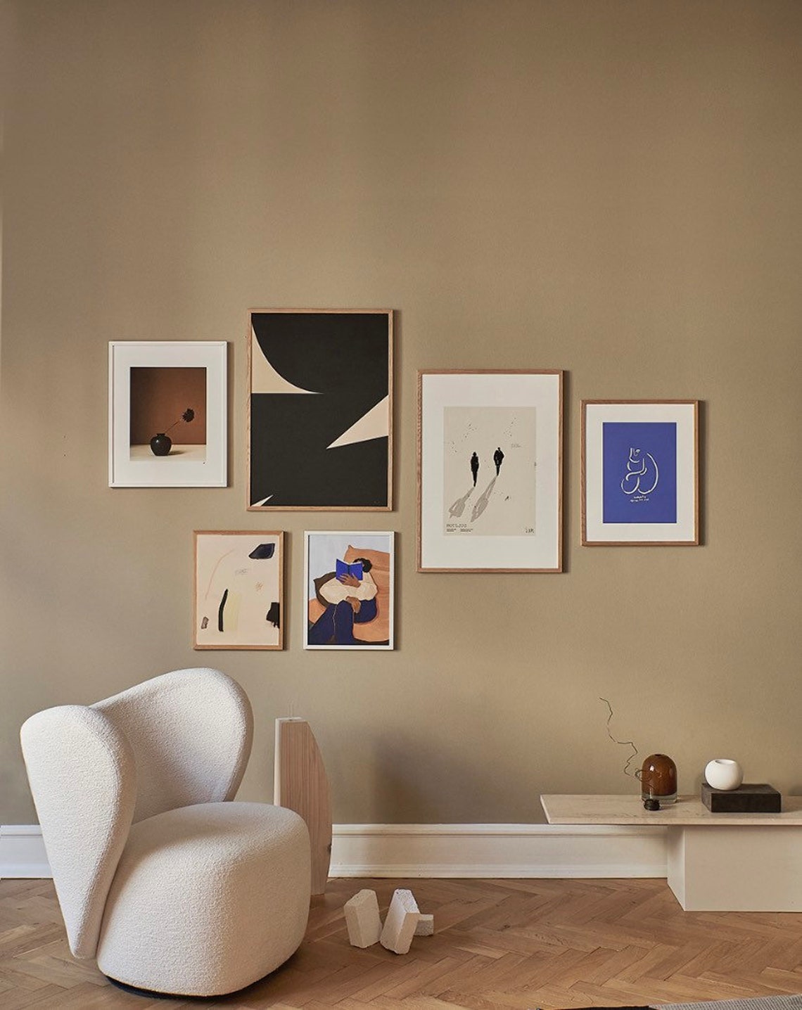 Brown and Beige Abstract Framed Wall Art boho Wall Art Etsy