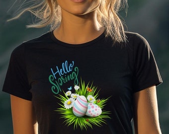 T-shirt Spring Easter Eggs Flowers and Butterflies