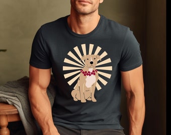 ピットブル シャツ 犬 Tシャツ ギフト レディース メンズ ピットブル ママ ピットブル パパ Tシャツ 花 レトロ サンバースト
