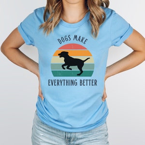 Dog T-shirt Puppy Tee Gift for Her Him Canine Lover Tshirt Retro Dog Top