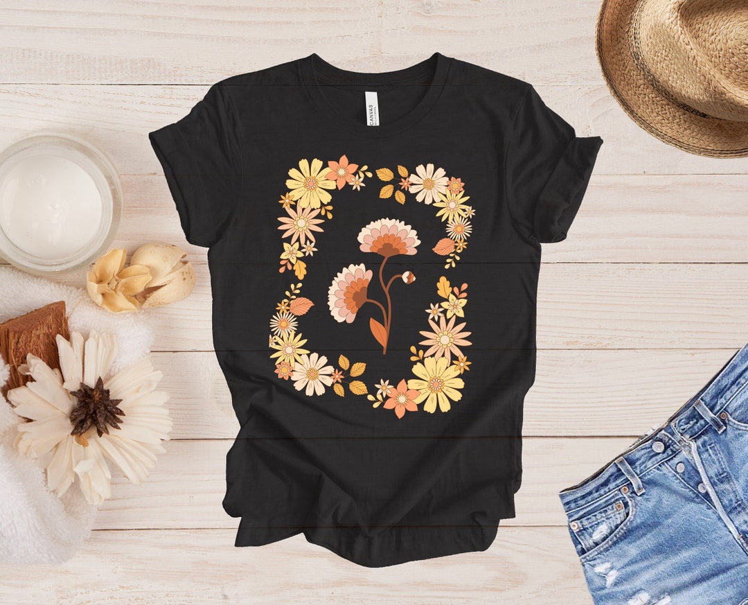 Cottage Core T- Shirt Women Gift Tee Boho Top Retro Flowers Shirt - Etsy