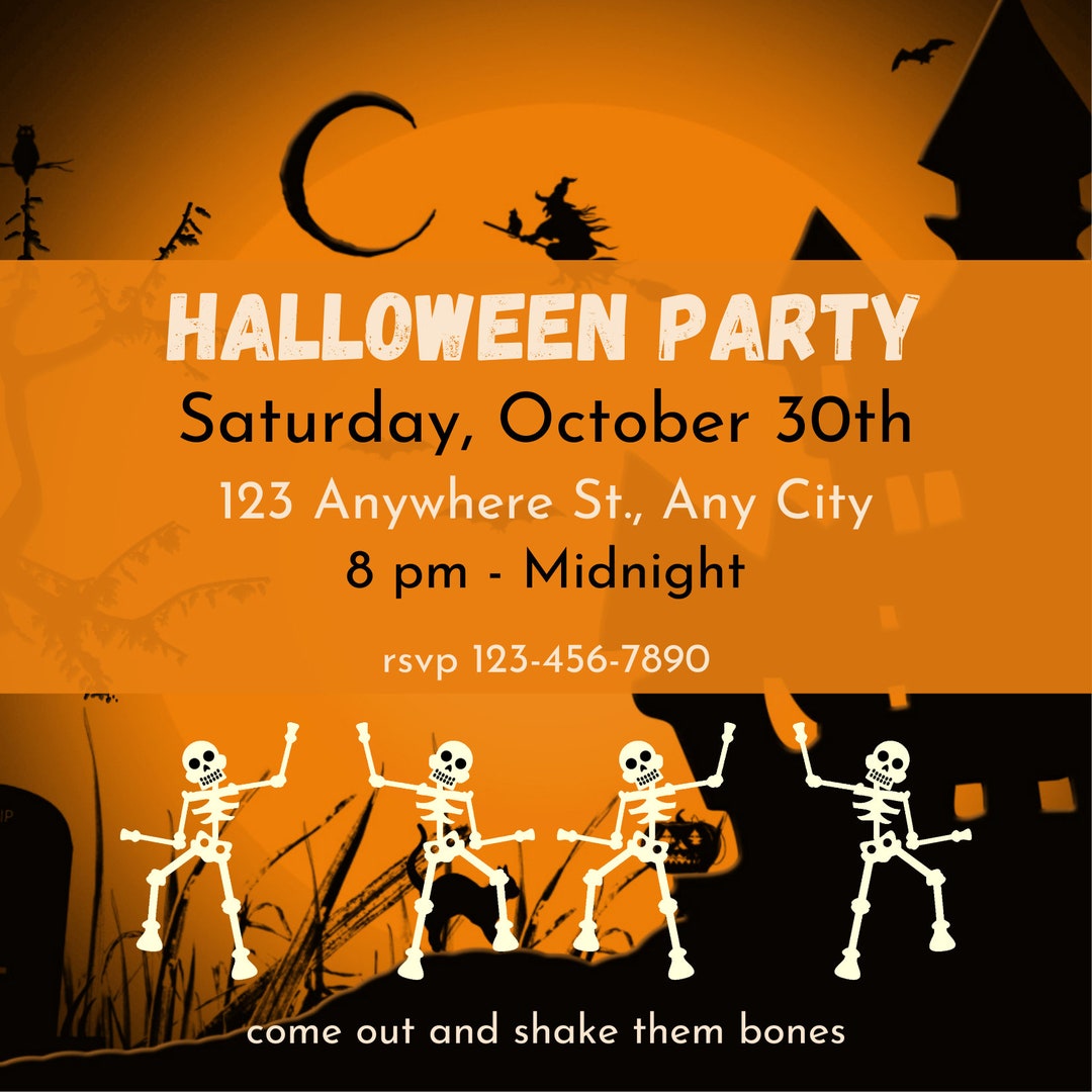 Printable Halloween Party Invitations Etsy