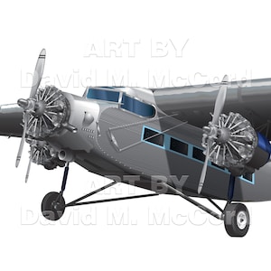 Ford Tri-Motor Vintage Aircraft Illustration