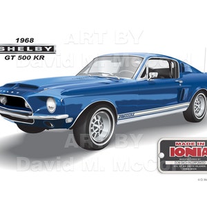 1968 Shelby Mustang Cobra Illustration 7x5