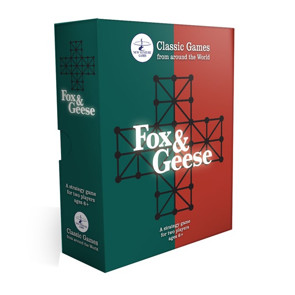 Fox & Geese - A traditional 2-player strategy game that dates back to Victorian Europe. The box includes two other family board games.