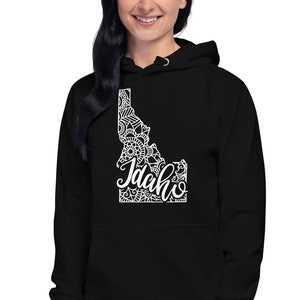 Idaho Mandala Design Hoodie, Idaho Lover Hooded Sweatshirt, Idaho State Map Hooded Sweatshirt, Idaho Clothing, Idaho Mandala Hoodie