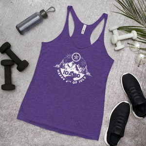 Star Idaho 4th of July Women’s Racerback Tank, 4 juillet Star Idaho Tank Top, Star Idaho Tank Top pour femmes, Idaho Map Tank Top