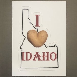 Ik hou van Idaho sticker, ik hou van Idaho sticker, Idaho aardappel sticker, ik hou van Idaho bumpersticker, Idaho aardappel sticker