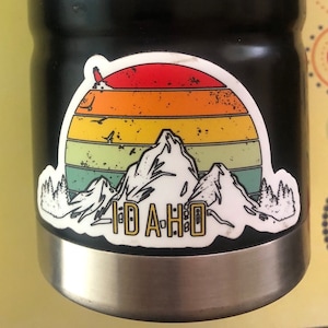 Pegatina vintage de Idaho, pegatina de montaña de Idaho, pegatina de desierto al aire libre de Idaho, pegatina retro de Idaho