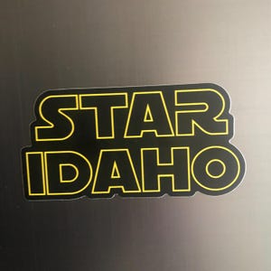 Pegatina de estrella espacial de Idaho, calcomanía de estrella de Idaho, pegatina con temática espacial de estrellas, pegatina de la ciudad de estrellas de Idaho