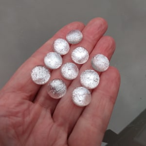 Dichroïsche glazen cabochons: helder zilverkleurig kunstglas, ronde cabines van 12 mm - set van 10"