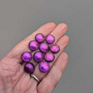 Set of 10 x Approx 12mm Dichroic Glass Cabochons, Purple Pink Cabochons, Art Glass Cabochon, Circle Cabs, Cabochon Pairs, Jewellery Making