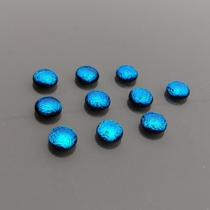 Set of 10 x Approx 12mm Dichroic Glass Cabochons, Blue Cabochons, Art Glass Cabochon, Circle Cabs, Cabochon Pairs, Jewellery Making image 6