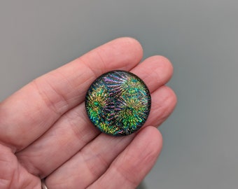 Dichroic Glass Cabochon, 34mm Art Glass Cabochon, Colourful Cabochon, Circle Cabs, Jewellery Making, Wire Wrapping