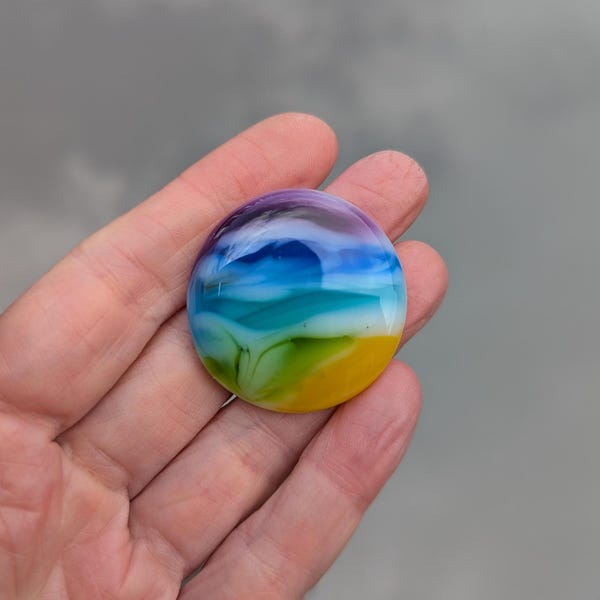 Cabujón de vidrio artístico único, cabujón circular de 38 mm, cabujón colorido, fabricación de joyas, para envolver alambre, engarzar piedras u otras manualidades