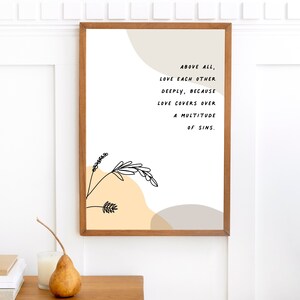 1 Pedro 4:8, Versículo Bíblico, Decoração de Casa, Impressão Digital, 8,5x11