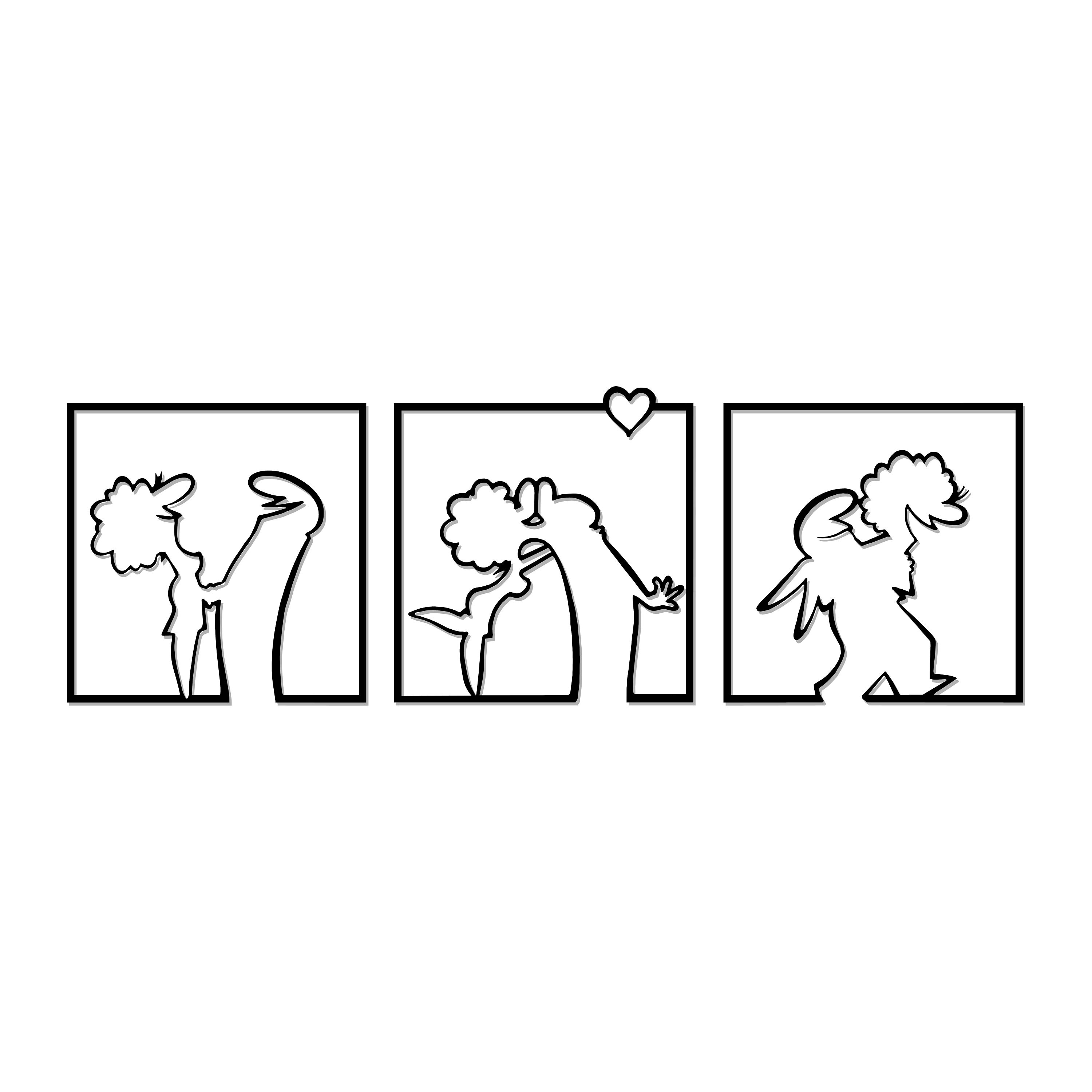 Tableau en Métal Triptyque Pour Décoration Murale - La Linéa Amour Fou