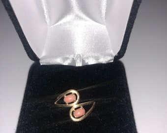 Magnificent Vintage Angel skin Coral 14K gold ring