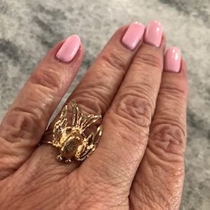 Gorgeous Vintage 1980 Peacock/Bird  10K Yellow Gold Ring