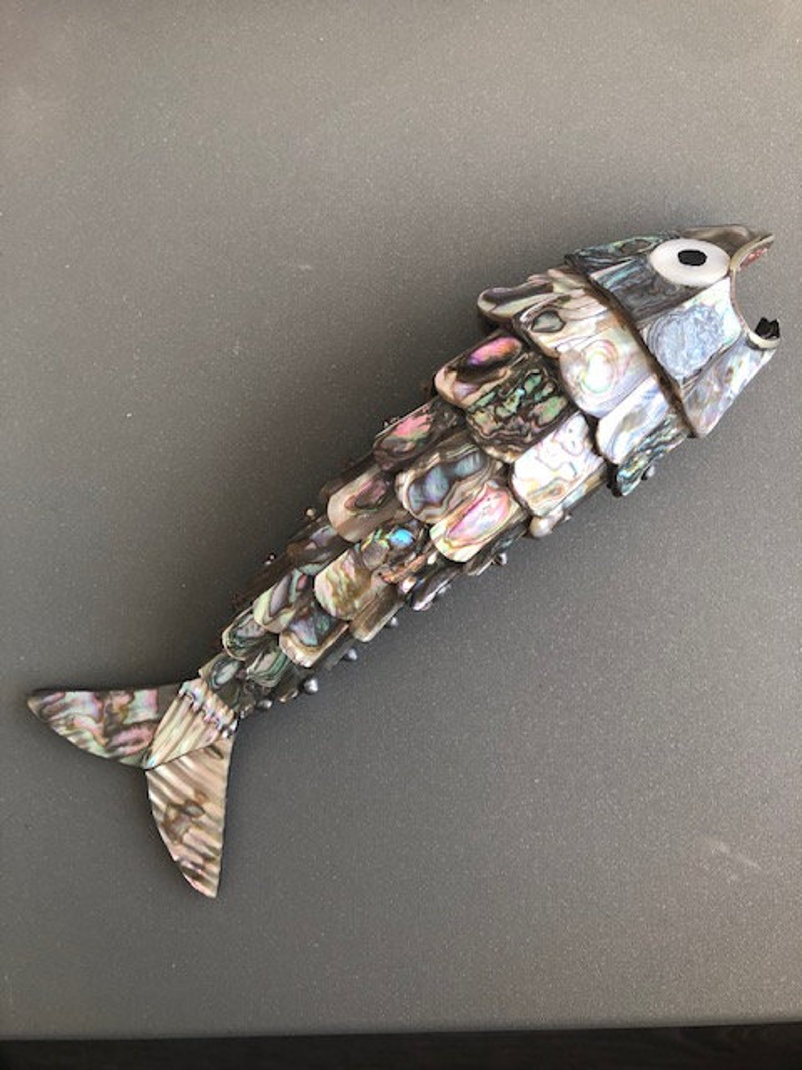 Vintage Articulated FISH Bottle OPENER Abalone and Metal Etsy