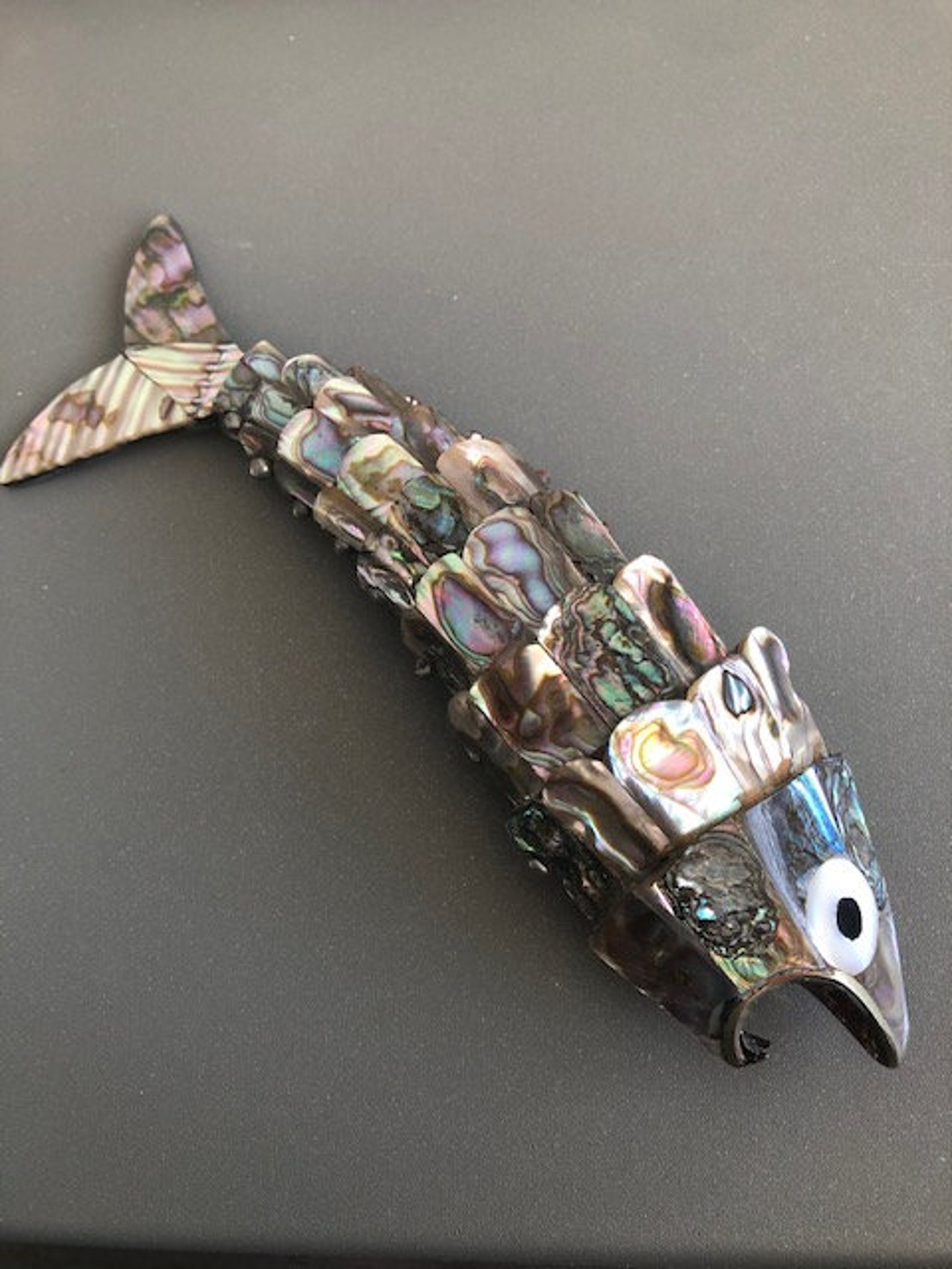 Vintage Articulated FISH Bottle OPENER Abalone and Metal Etsy