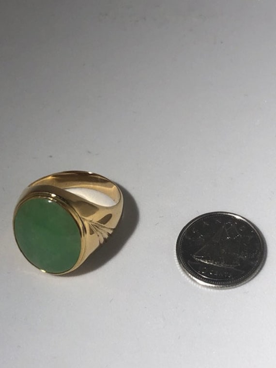 1960 14K Yellow Gold and Jadeite MEN'S RING - CHE… - image 1