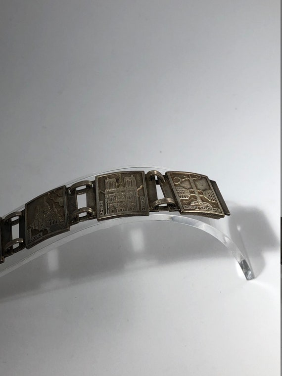 Art Deco PARIS Souvenir silvertone panel Bracelet - image 6