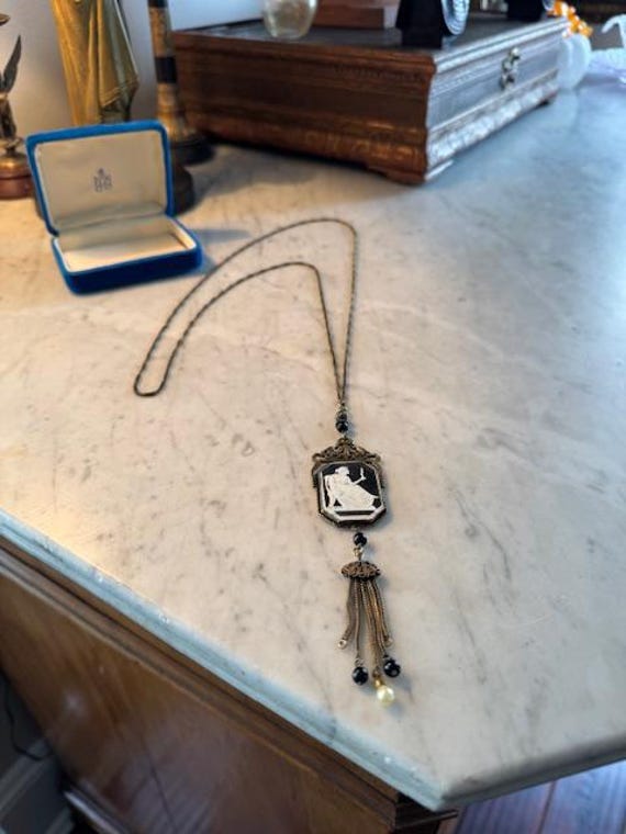 Unique Edwardian Intaglio Brass Necklace (circa 1901-… - Gem