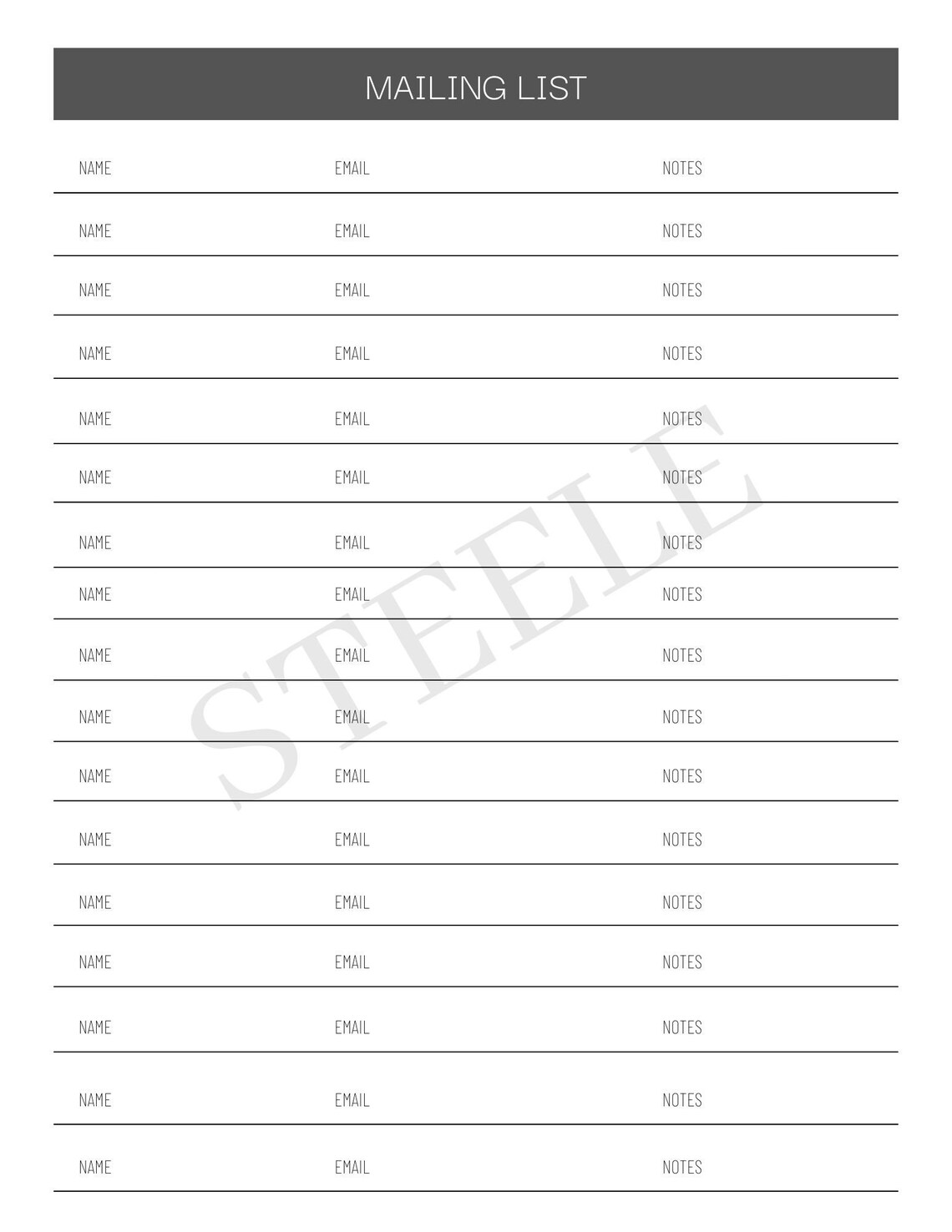 Small Business Mailing List Template Etsy