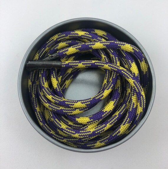 purple and gold shoelaces