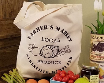 Personalized Farmer's Market Cotton Tote Bag