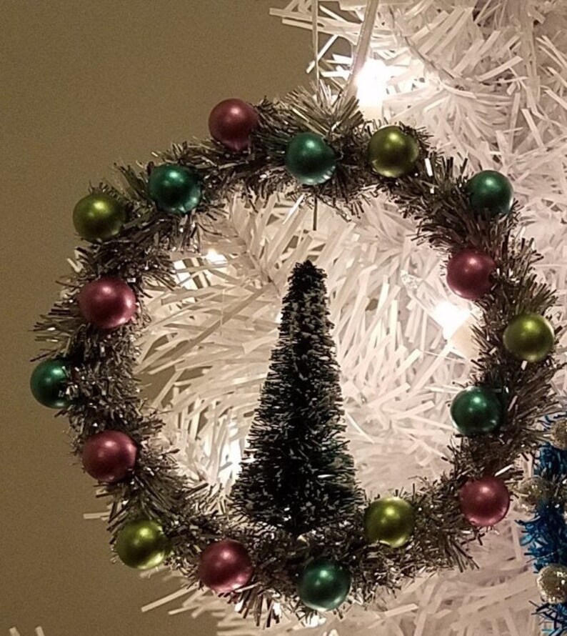 Vintage Style Tinsel Wreath Ornaments Etsy