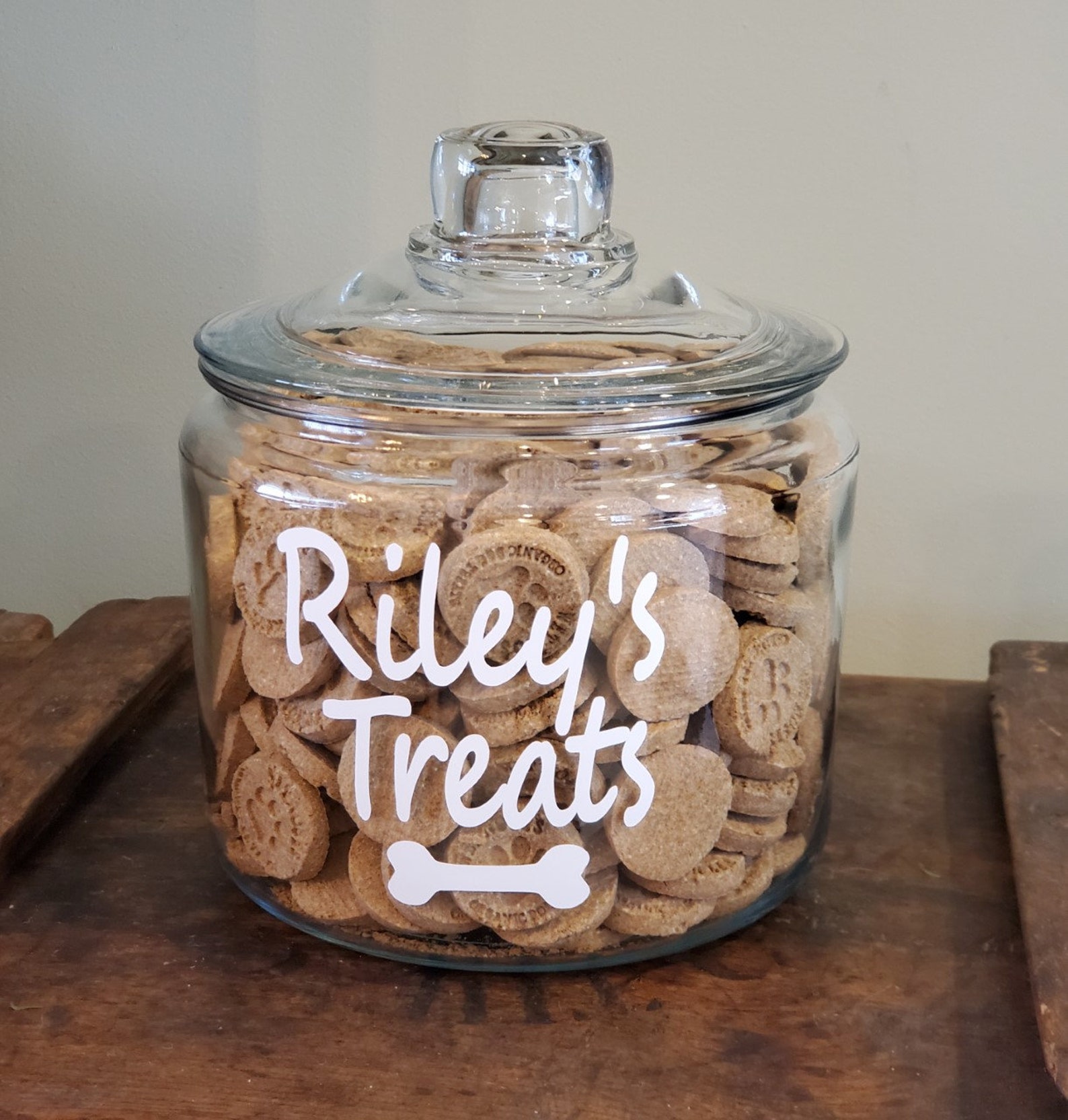 PERSONALIZED Dog Treat Jar Glass Jar With Lid Personalized Etsy UK