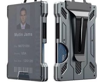 Aluminum Wallet RFID Blocking Metal Credit Card Holder Slim Hard Case Rainbow peace sign 