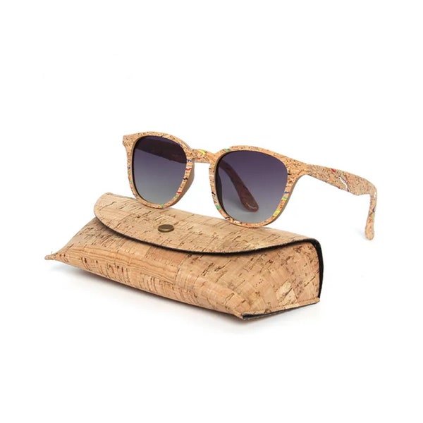 Cork Sunglasses with Cover, UV Protection, Vegan Sustainable Eco Friendly product, US SELLER, waterproof durable Free shipment