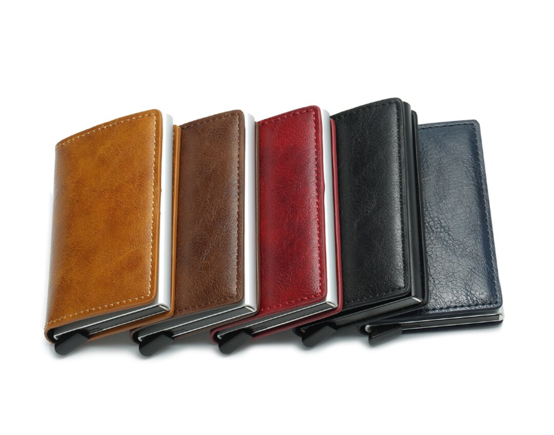 Pop up Minimalist Wallet Credit Card Holder Artificial Leather RFID