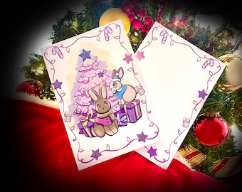 Pink Printable Christmas Card PDF (Xmas card, printable christmas card, printable card, Christmas tree printable, downloadable)