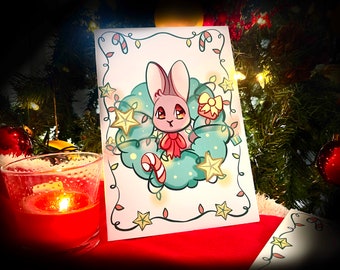 Pink Printable yule Xmas Card PDF (Xmas card, printable christmas card, printable card, Christmas tree printable, Yule downloadable)