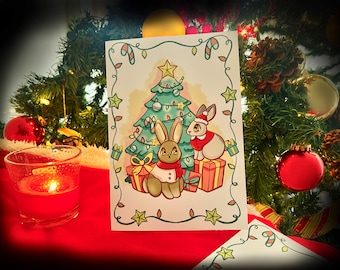 Printable Christmas Card PDF (Xmas card, printable christmas card, printable card, holiday cards, Christmas tree printable, downloadable)