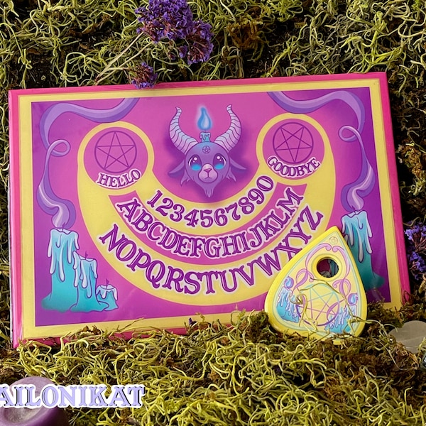 HANDMADE Baphometh (Colored Ouija Board) spirit board, talking board
