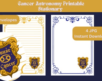 Cancer Zodiac Sign Astrology Horoscope Printable Stationery /Printable Stationary/Line Paper/Printable Envelope/Writing Paper/ A4