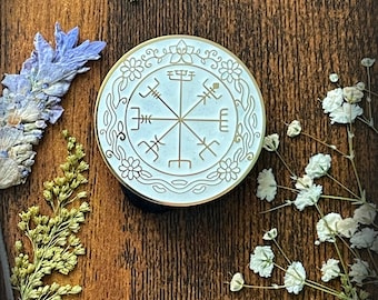 White Vegvisir hard enamel pin, viking amulet Norse Mythology norse compass