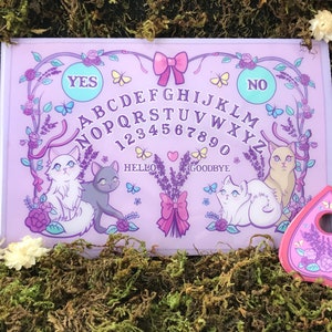 HANDMADE Lavender Cat Dreams  (Colored Ouija Board) spirit board, talking board