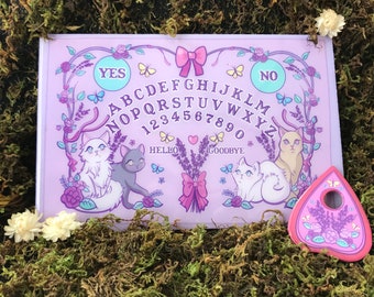 HANDMADE Lavender Cat Dreams  (Colored Ouija Board) spirit board, talking board