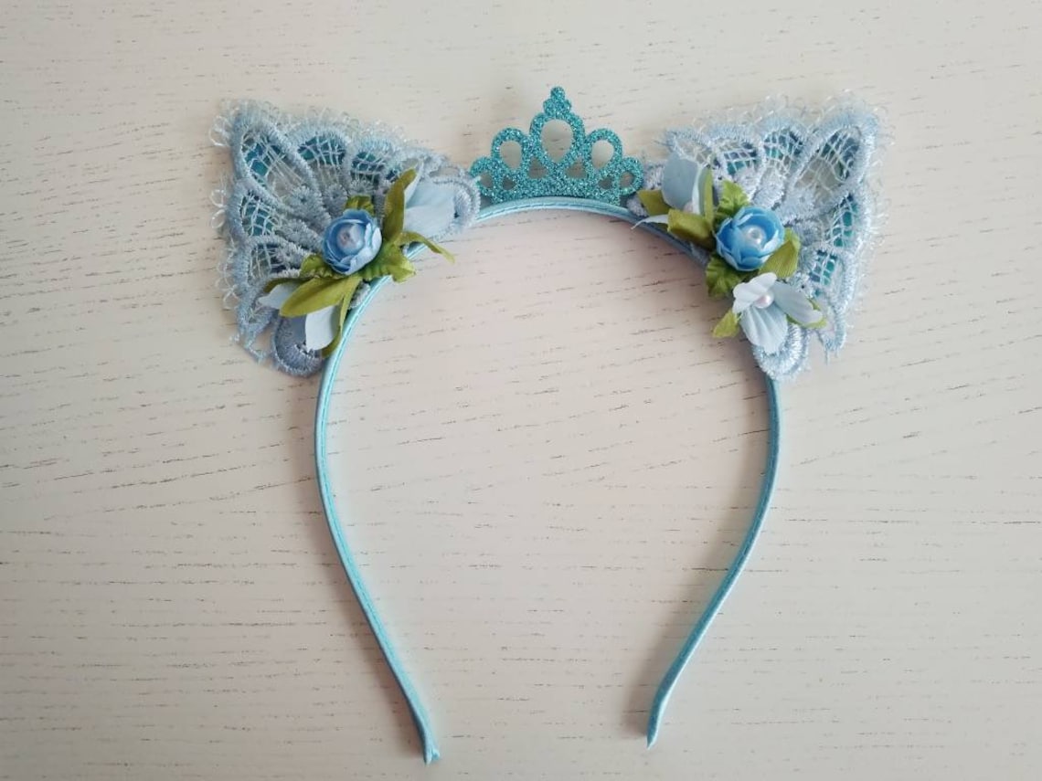 Blue cat ears for toddlers Flower cat ears with tiara Kitty Etsy 日本