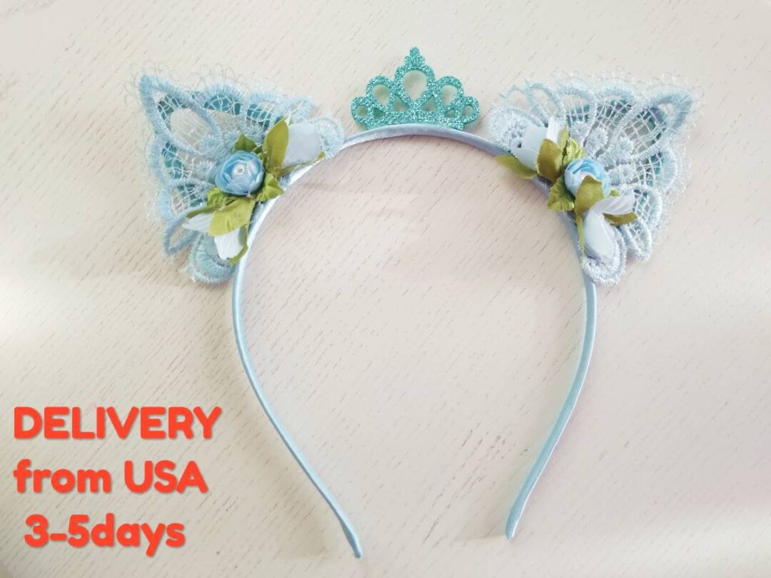 Blue cat ears for toddlers Flower cat ears with tiara Kitty Etsy 日本