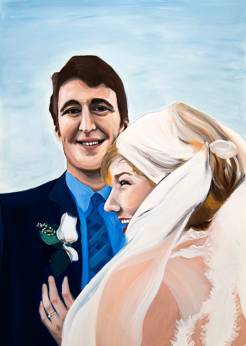 Custom Portrait on Canvas from Photo  Custom Wedding Painting image 1